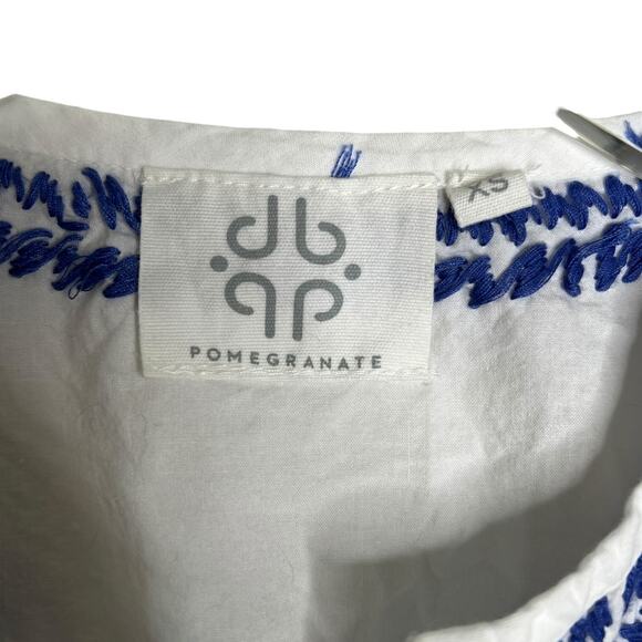 Pomegranate Embroidered V-Neck Cap Sleeve Flounce Tunic Dress White XS - Picture 5 of 6